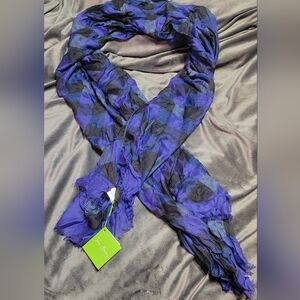 NEW with Tags Vera Bradley Blue & Black Alpine Buffalo Check Rayon Neck Scarf